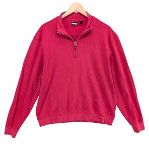Ping Scramble Pullover Mens Dark Pink 1/4 Zip Pima Cotton Golf Sweater Size L